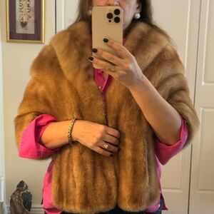 Elegant Brown Real Mink Shawl